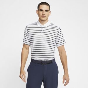 Nike Dri-FIT Victory-stribet golfpolo til mænd - Hvid