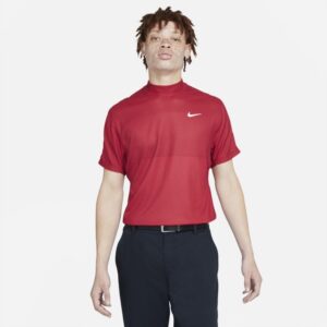 Kortærmet Nike Dri-FIT Tiger Woods-golftrøje med høj hals til mænd - Rød