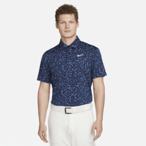 Blomstret Nike Dri-FIT Tour-golfpolo til mænd - blå