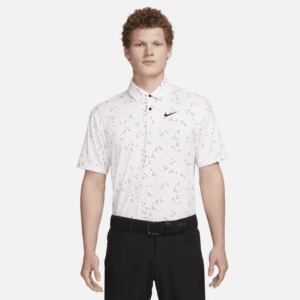 Blomstret Nike Dri-FIT Tour-golfpolo til mænd - hvid