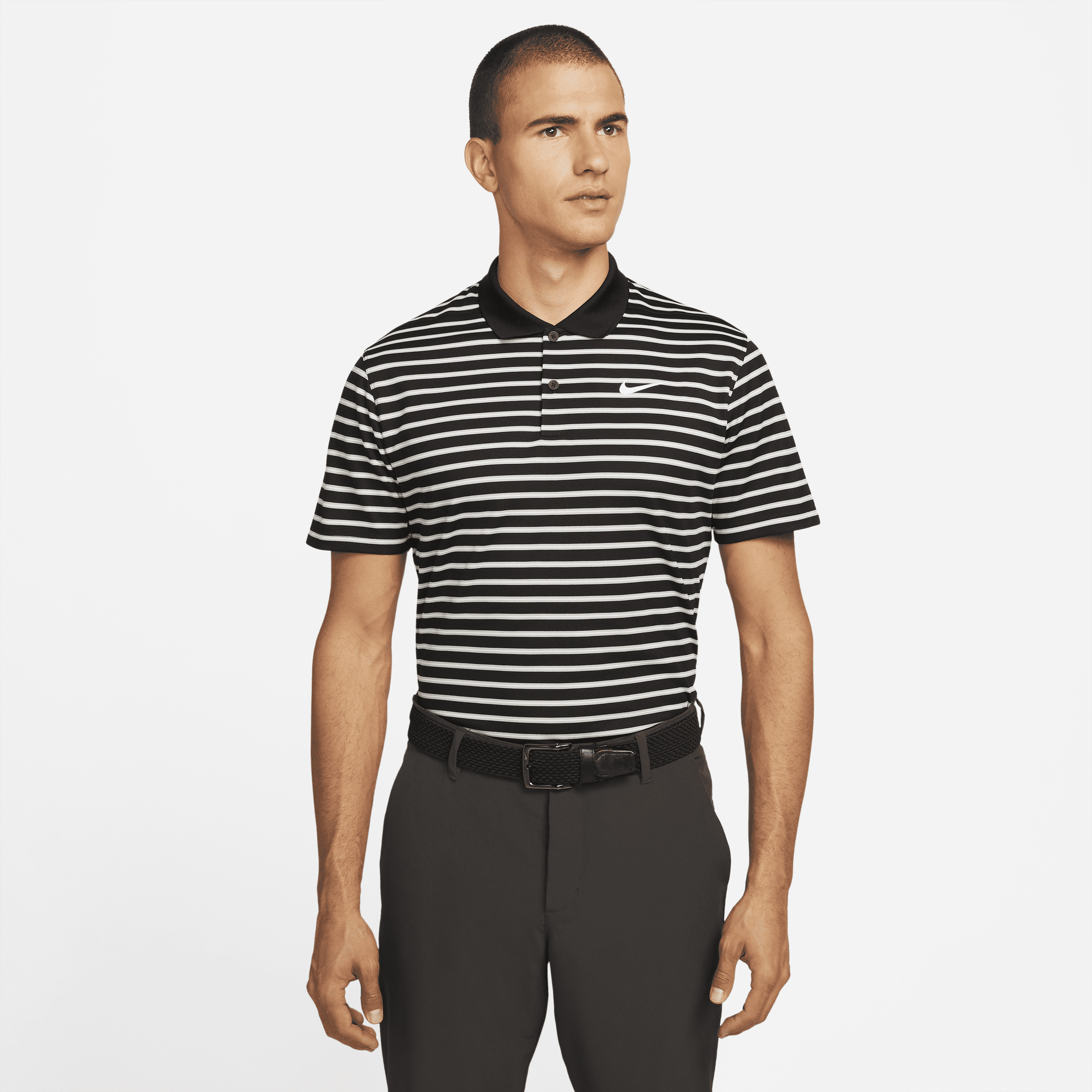 Stribet Nike Dri-FIT Victory-golfpolo til mænd - sort Stribet Nike Dri-FIT Victory-golfpolo til mænd - sort